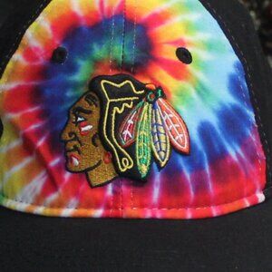 Youth Black Chicago Blackhawks Vintage Tye Dye Adjustable Hat